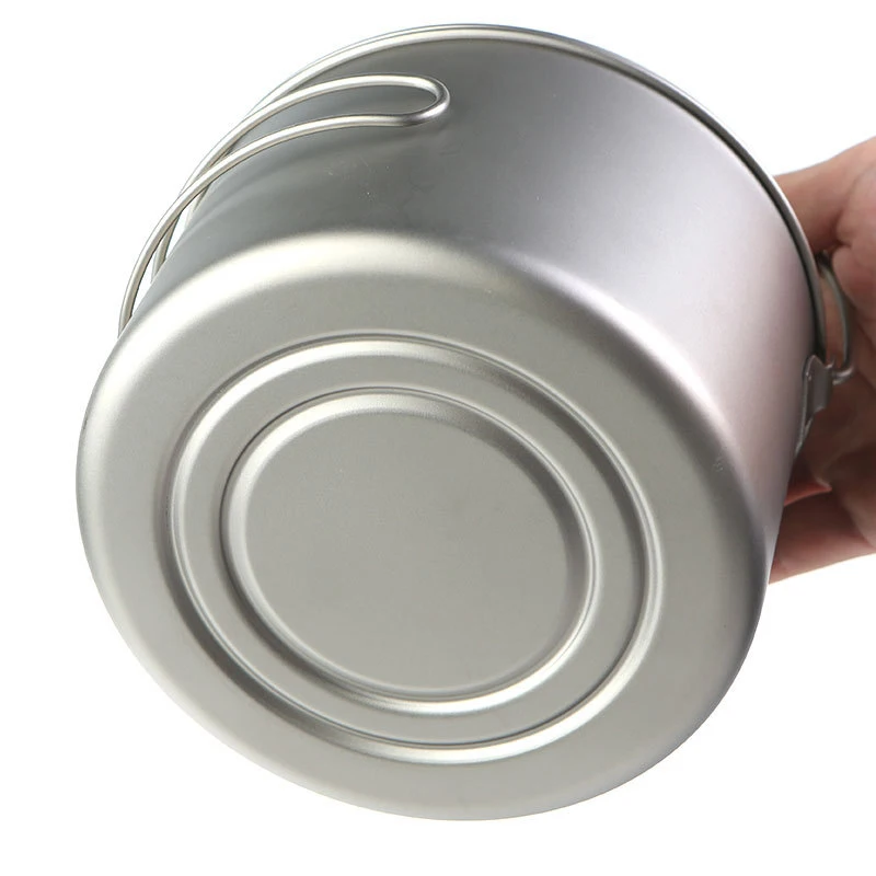 2000ml 2800ml Outdoor Camping Large Titanium Cooking Pot Set with Folding Handle