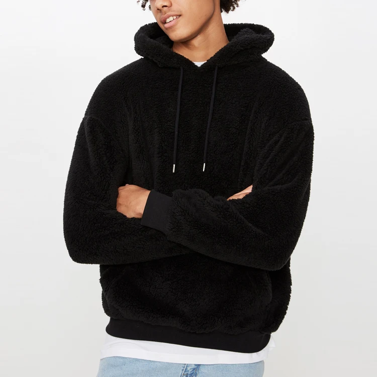 oem wholesale custom high quality soft fleece hoodie pullover aolid color black men hoodie