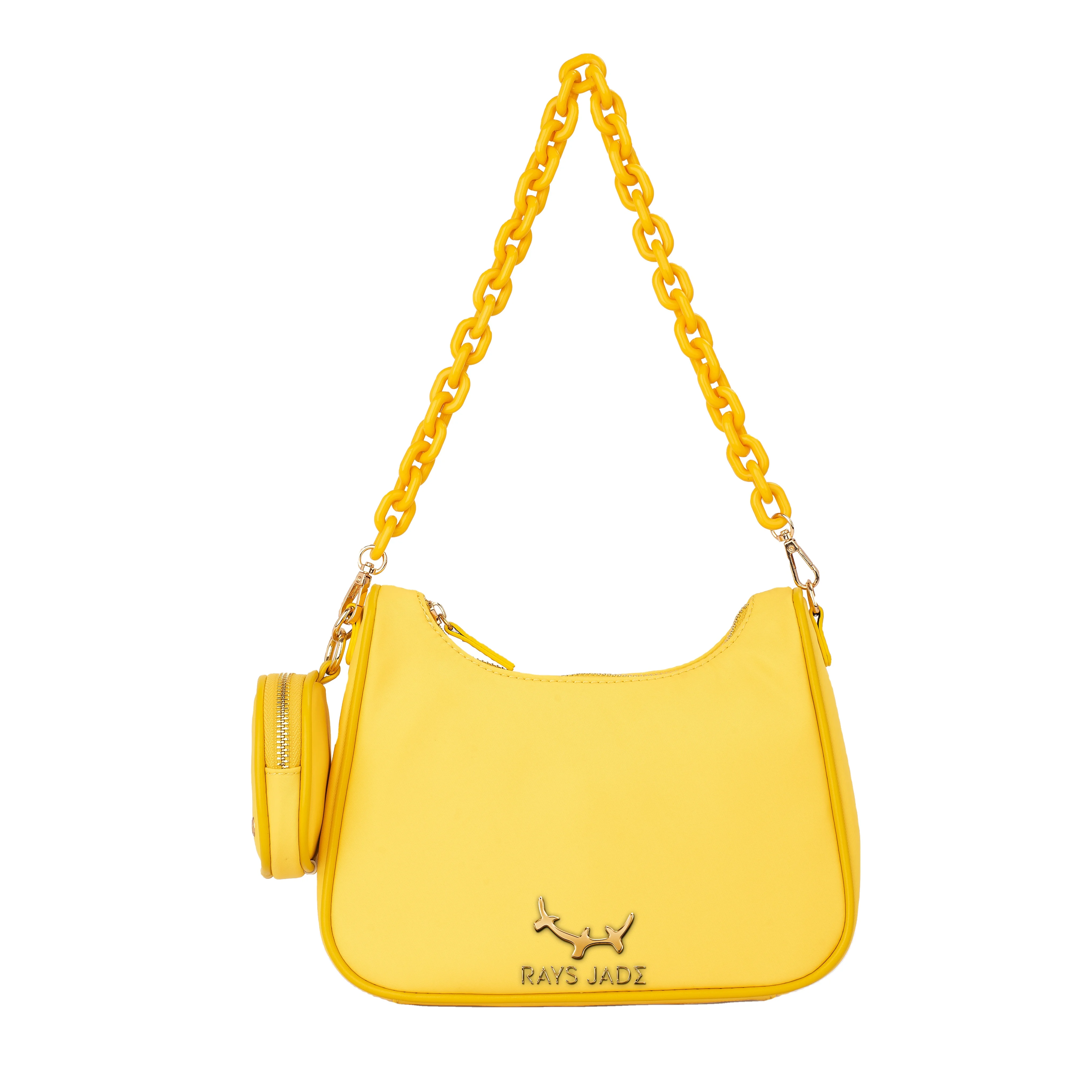 Wholesale custom high quality acrylic chain nylon hobo bag lady sling shoulder bags with Mini change coin purse