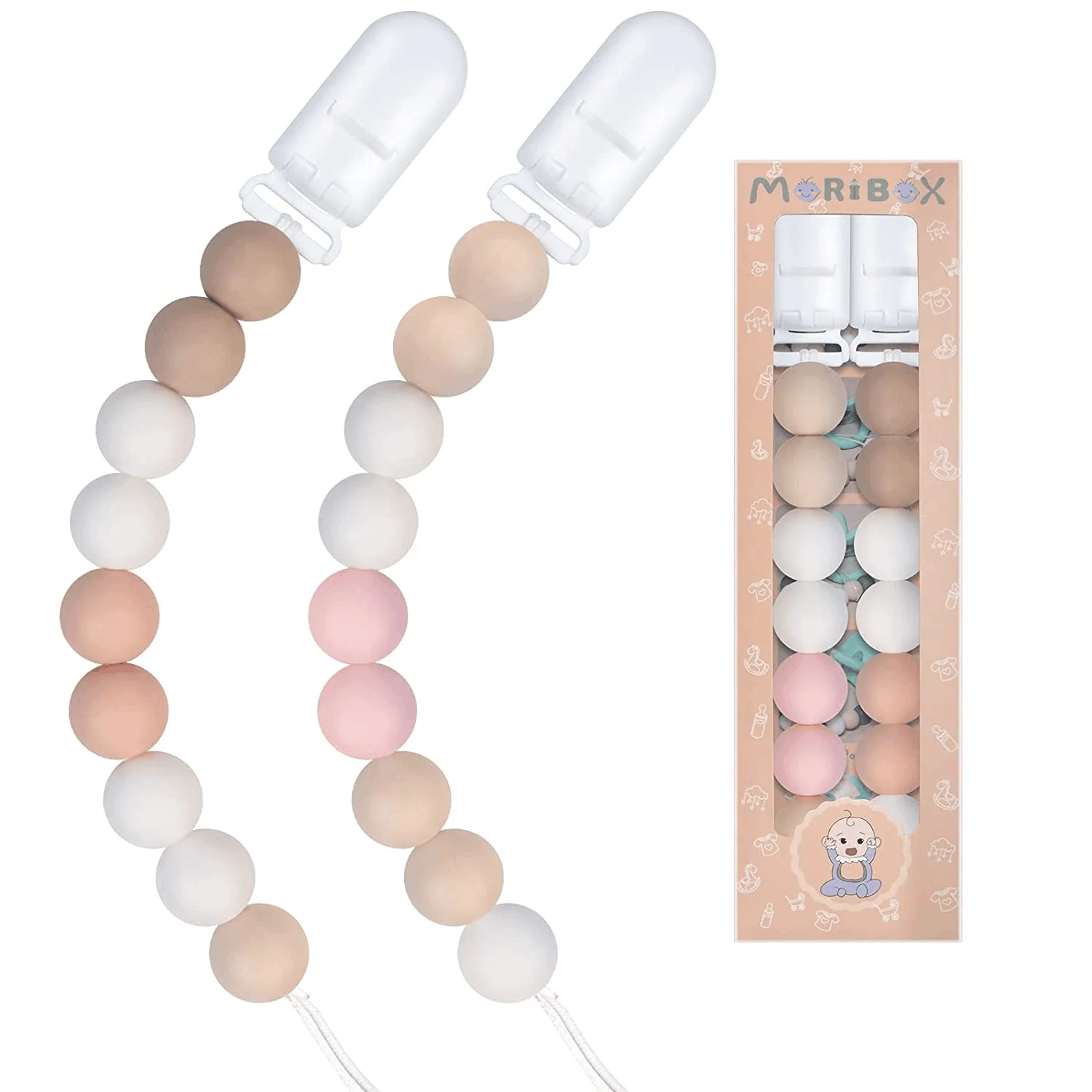 Factory Wholesale Silicone Beaded Baby Pacifier Clip Fall-Proof Infant Teether Feeding Accessories