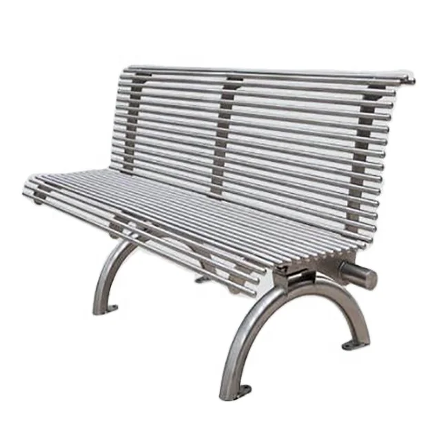 Outdoor Park Simple Rustic garden Wooden Bench stainless steel Frame director beach waiting chair 2 or 3 seats for your choice