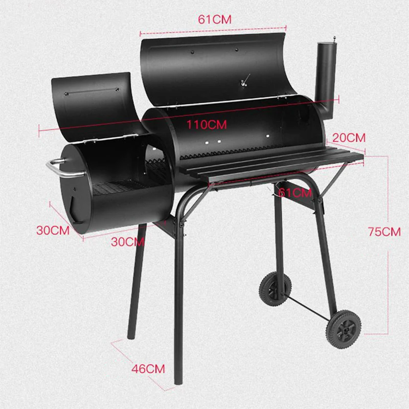 Offset Barbecue Smokers Heavy Duty Barbeque Grill Charcoal Outdoor Garden Patio Premium BBQ Smoker Oven Churrasuqeira Steel Baby