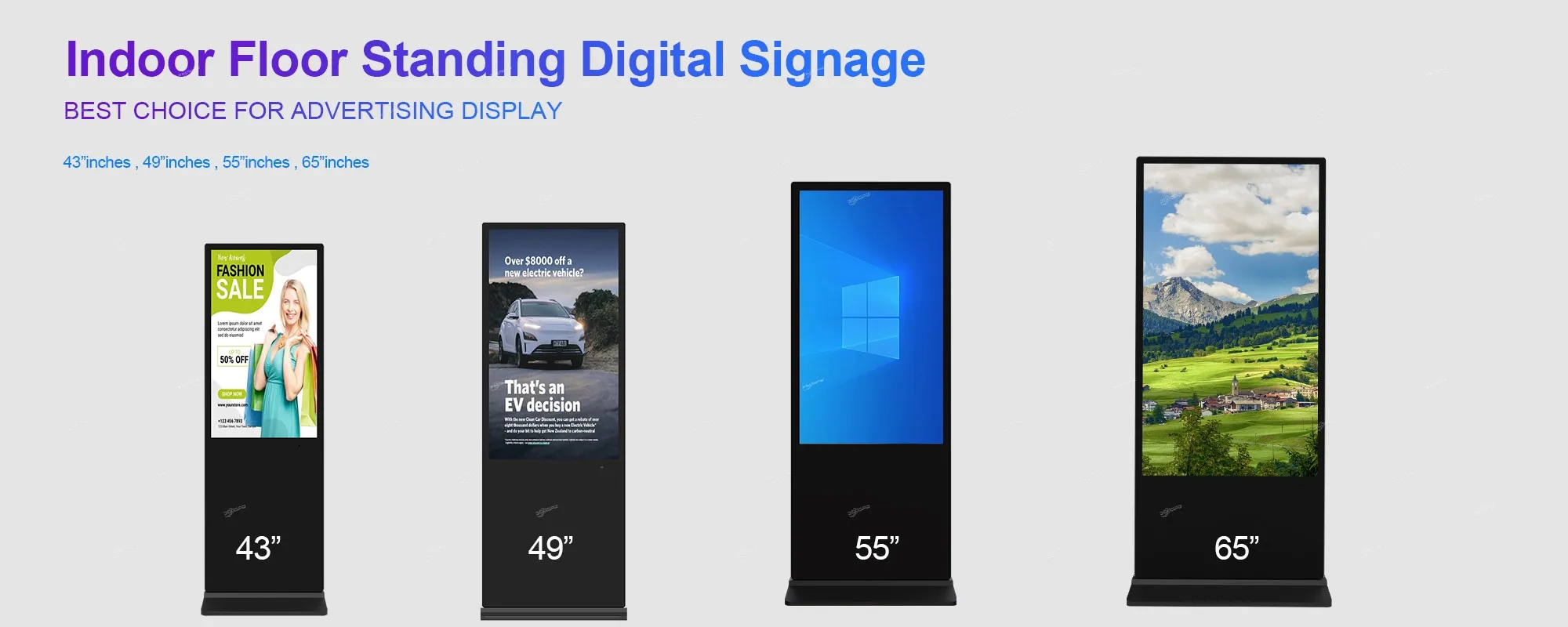360SPB IFS55C 700 nits 55-inch touchscreen floor-standing LCD digital kiosks interactive displays with Wi-Fi HDMI/USB