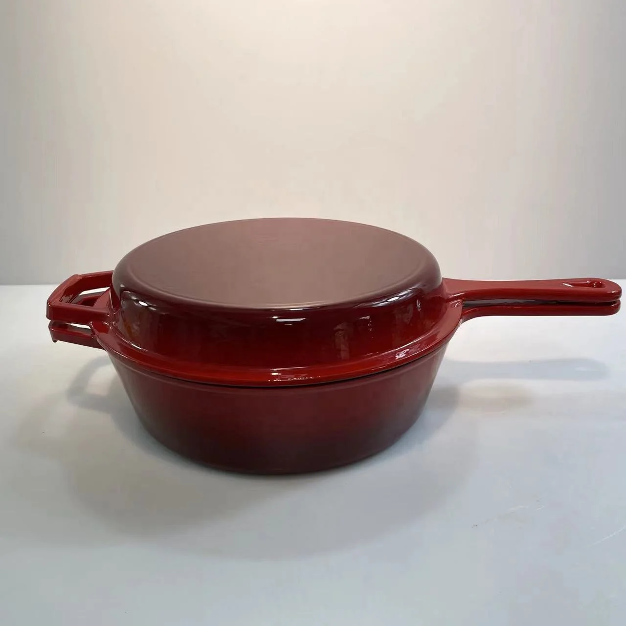 cast iron double use dutch oven