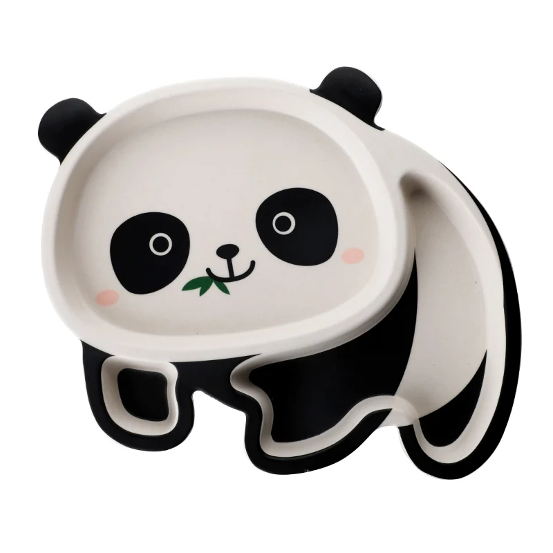 Hosen Two Eight Drop Shipping Customized Durable Bamboo Fiber Kid Tableware Sets Plastic Baby Cup+Plates+Fork+Spoon