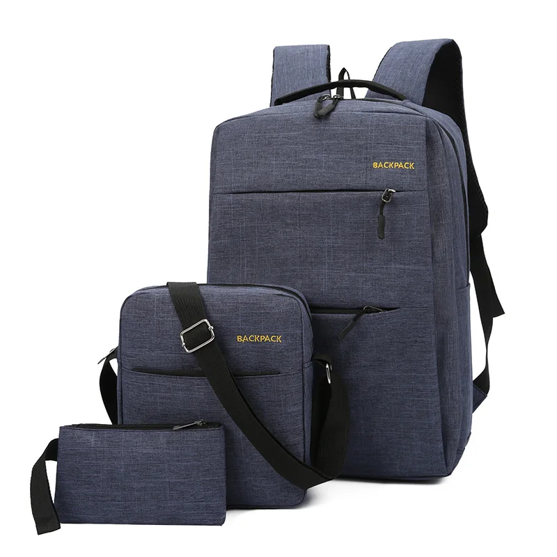 
2020 Laptop Backpack Sets Waist Bag Wallet Back Pack 3 pieces Waterproof Business USB Bags High Quality 