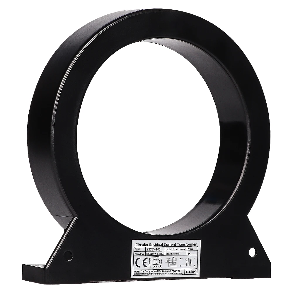 ETEK ZSCT-100 CBCT 1A/0.5mA Current Ratio ID100 Main circuit 0-630A Zero Sequence Current Transformer