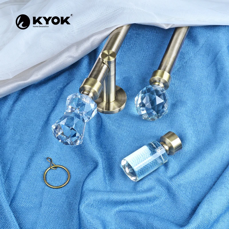 high quality crystal curtain rod sets for home decor foshan iron curtains bar 28mm decorative curtain rods metal