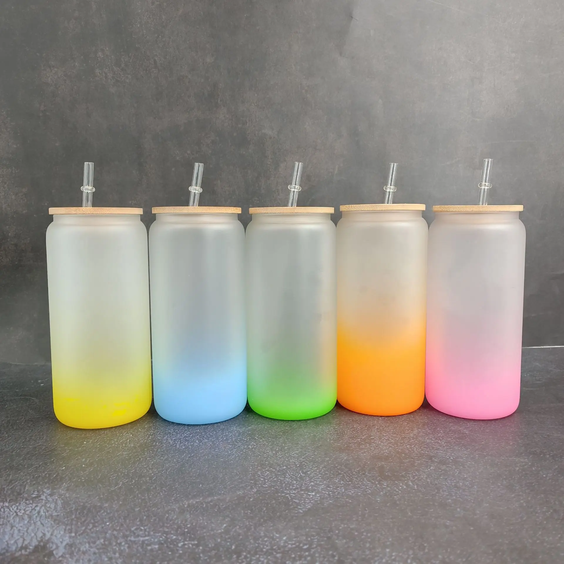 12Oz 16Oz Diy Blank Sublimation Drinkware Transparent Recyclable Soda Pop Can Shaped Beer Glasses With Bamboo Lid And Straw