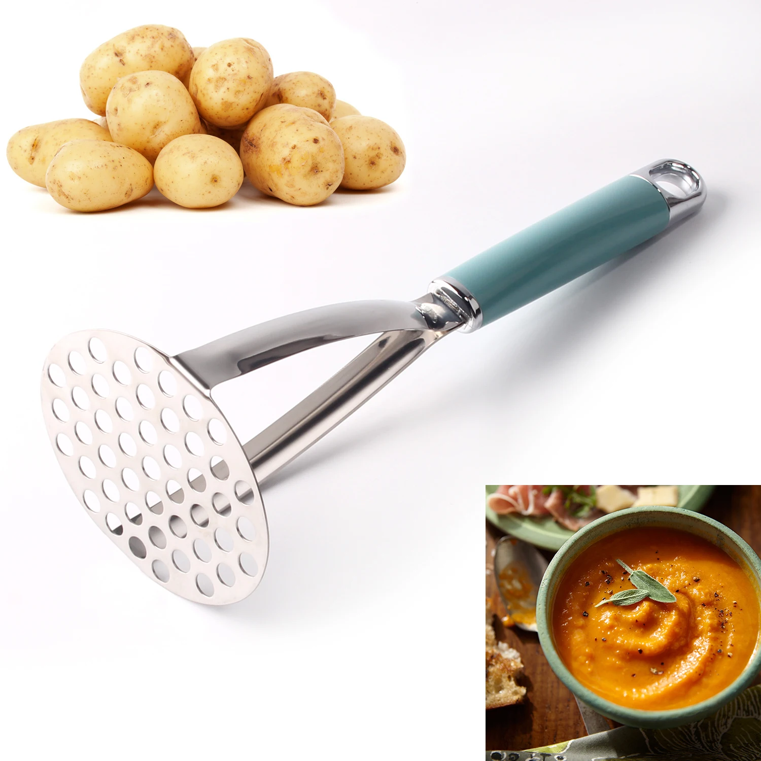Hot sale Kitchen Gadget Stainless Steel  pressure Potato  ricer masher  Potato Mud
