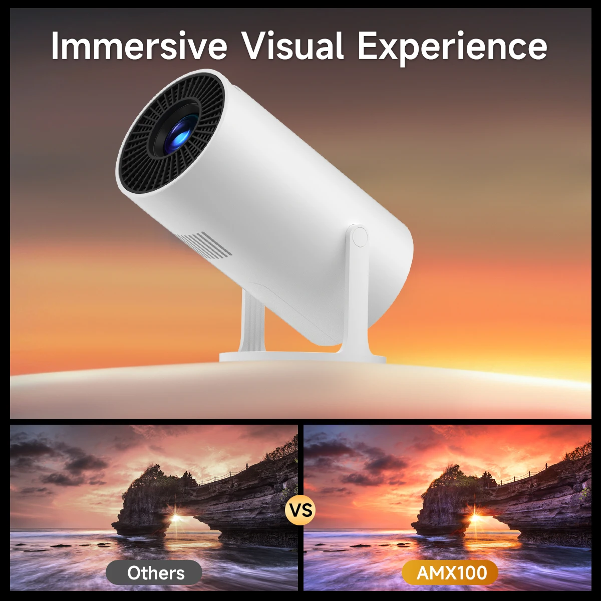 2024 good quality 4K Full HD Mini Portable HY300PRO projector Android 12 WIFI BT wireless connect wholesale