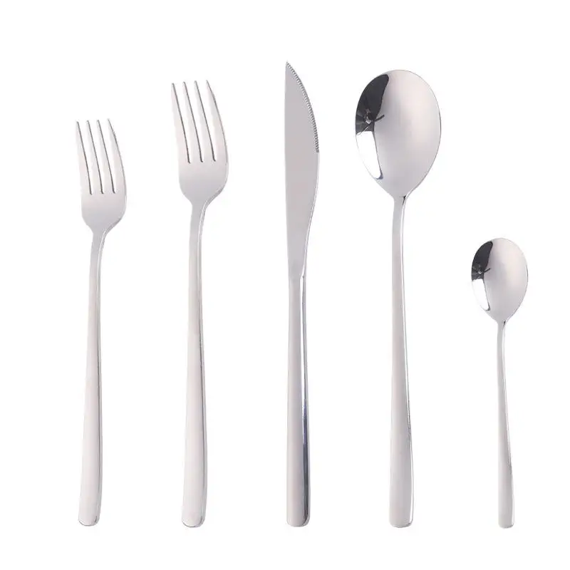 Talheres Inox Restaurant Silverware Wedding Silver Cutlery Knife Bulk Stainless Steel Flatware Korean Fork And Spoon Set