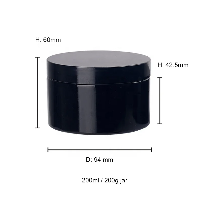 200 ml cosmetic cream jars empty black glass jar 200 ml with 98 mm Bakelite cap for body care cream care face cream jar