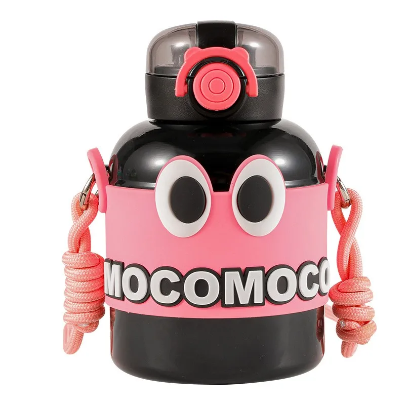 600ml Cute Belly Shaped Insulated Kids Water Bottles Stainless Steel Vacuum Flask with Rope