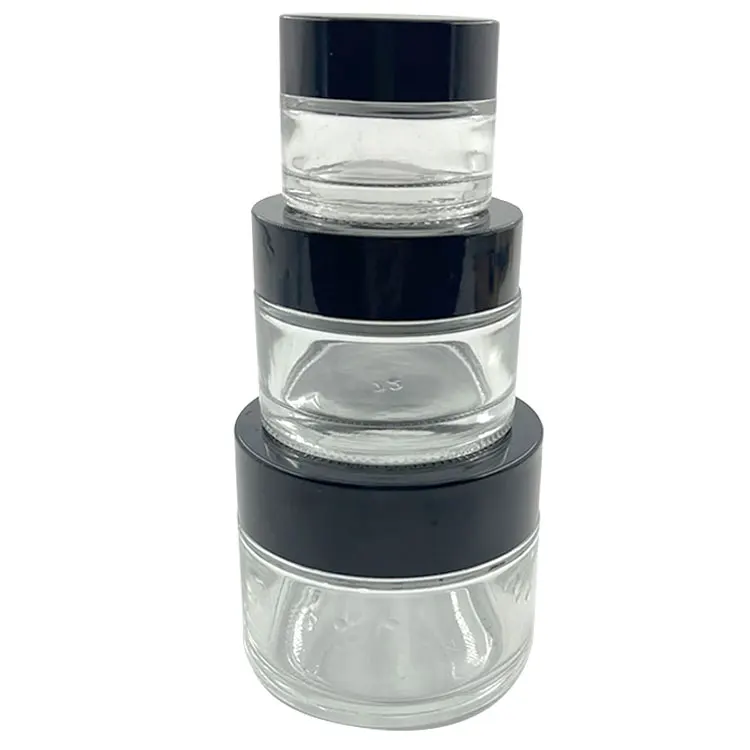 30ml 50ml 100ml cosmetic glass jars black glass cosmetic jars mini glass bottle cream with cover
