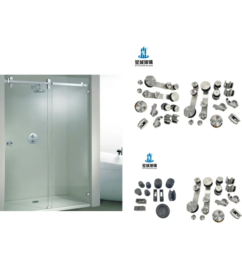 CITY STAR GLASS small round shower sliding door roller tempered glass door accessories bathroom wheel kits tracks hardware