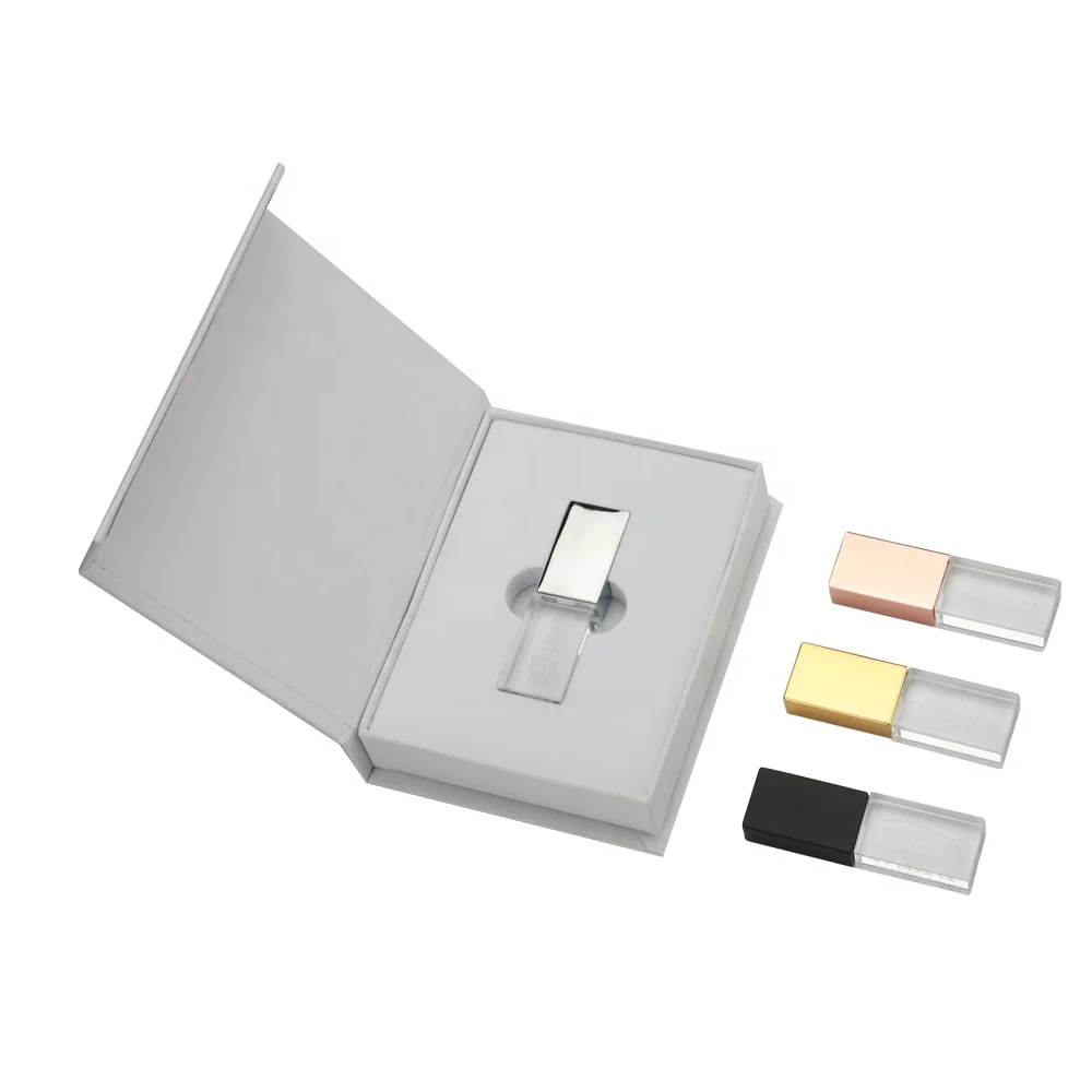 Wholesale Customized Crystal Glass Photography Flash Drive Usb Memory Stick Light Package Box China 2.0 3.0 2 Gb 4Gb 8Gb 16Gb