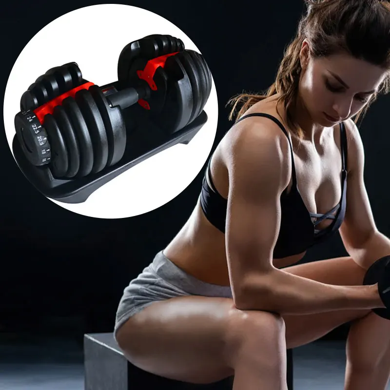 552 adjustable dumbbells 2021 New Design Gym indoor fitness 24kg 40kg 50kg 52.5lb 90lb Rubber Iron Adjustable dumbbell set