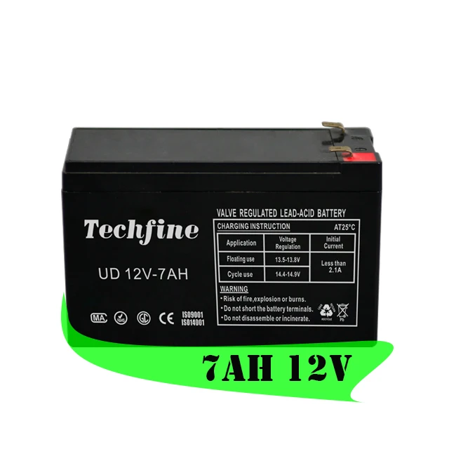 Techfine 7ah 12v свинцово-кислотный с клапанным регулированием небольшой герметичные батареи 12v