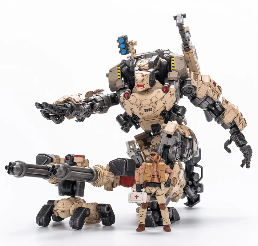 JOYTOY Action Figure STEEL BONE ARMOR Mecha Desert Version and Military Soldier Model Toys