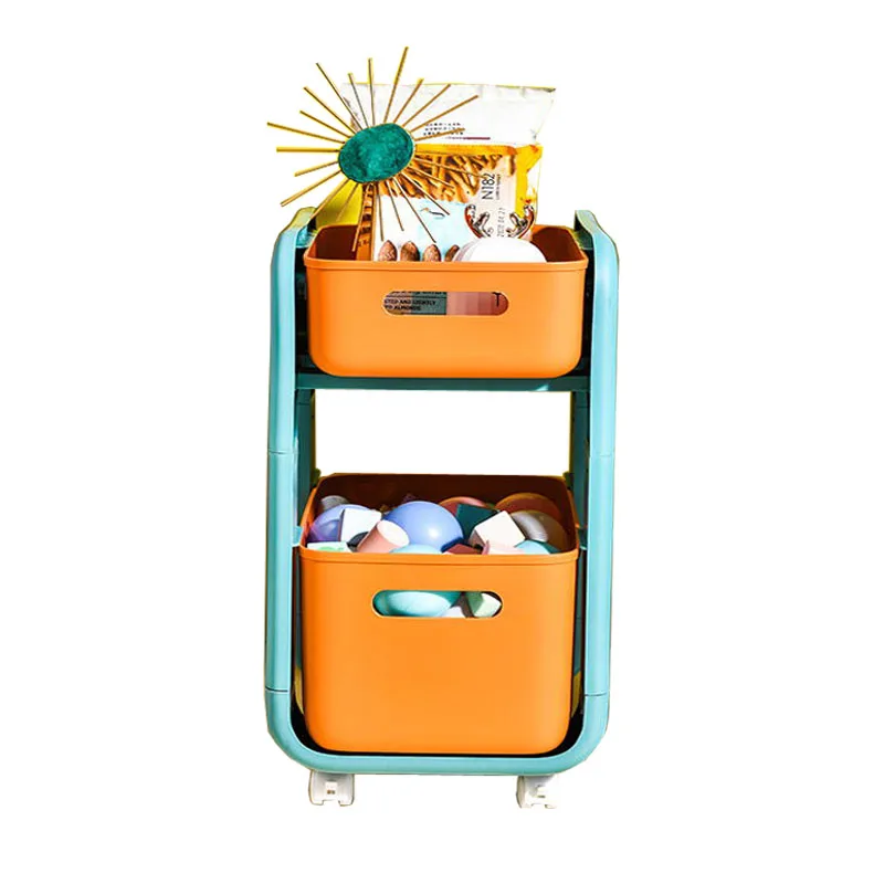 Multi-functional House Product 2 Layer Kitchen Rack Plastic Serviing Food Trolleys Carts