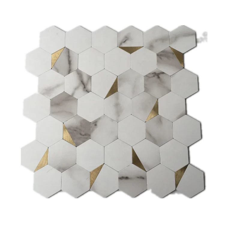 Marble type Backsplash 3d Relief Pattern Mosaic White Wall Pvc mosaic sticker tiles for wall