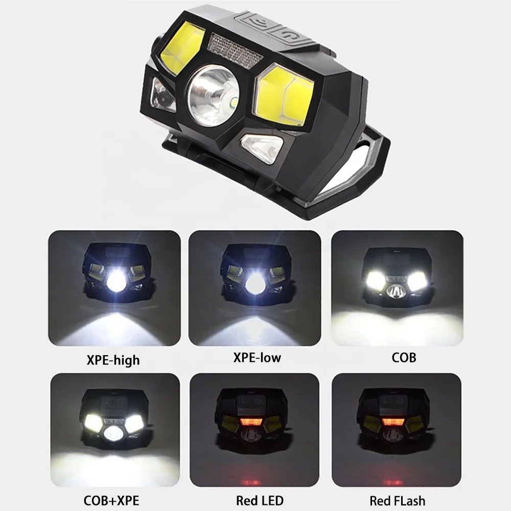 Emergency work lights motion sensor USB 1000 lumen rechargeable led headlight headlamp for camping, hiking, fishing, hunting