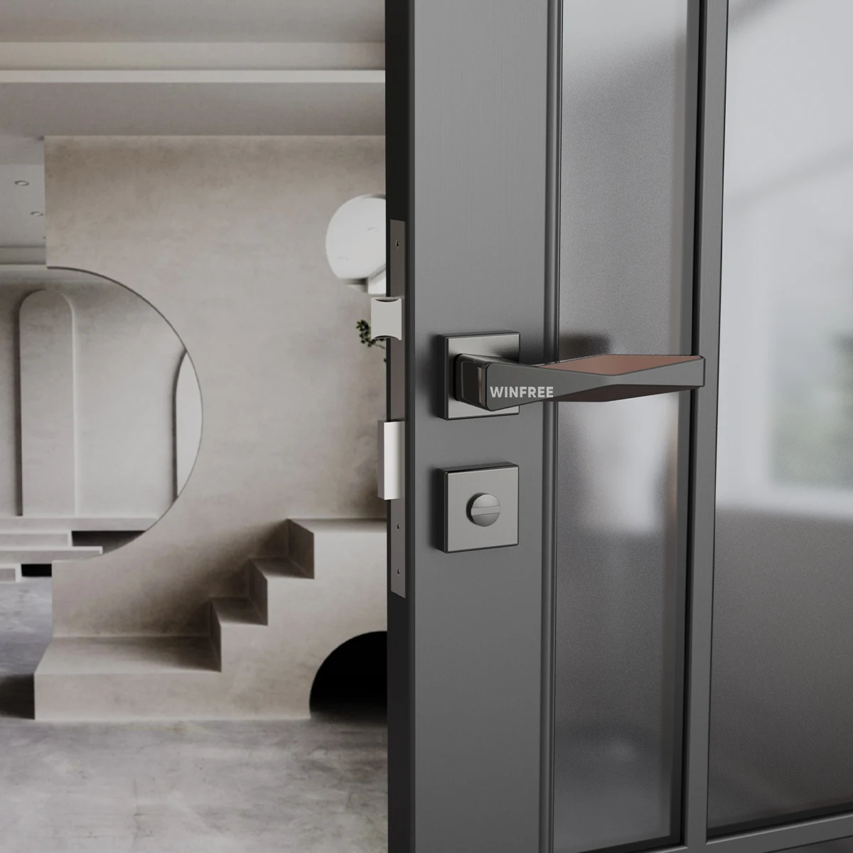 Guangdong WINFREE High-end matte black aluminum alloy door handle Bedroom door interior handle lever
