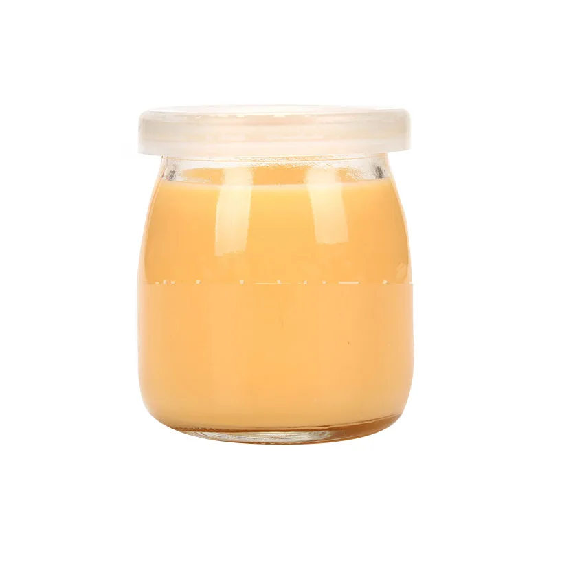 2021 Empty clear yoghurt jars 4oz glass pudding glass bottle with plastic cap