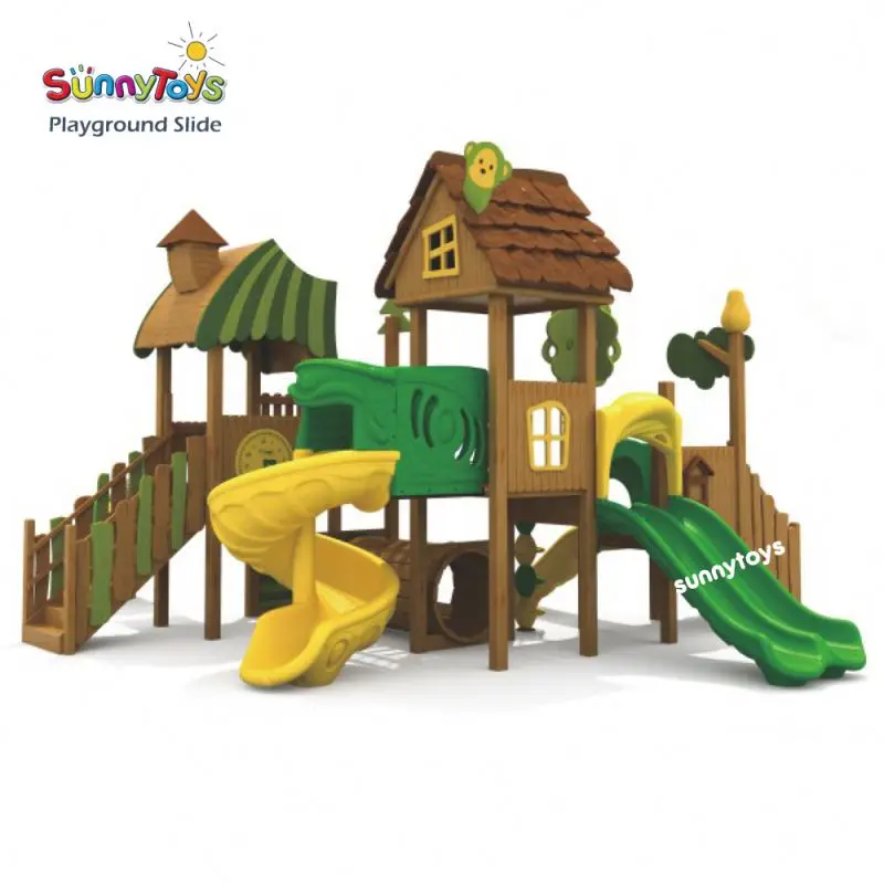 Kids playground outdoor pirate ship kindergarten gymnastics game set plastic playground slide