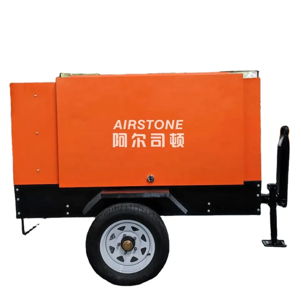 Airstone Portable Diesel Engine Drive 185 375 390 400 750 CFM Industrial Mobile Movable Screw Air Compressor For Mining Machine