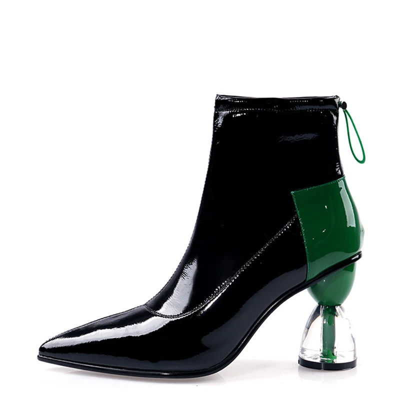 WETKISS Fashion Custom Shoes Wholesale Patent Leather Ankle Boots Transparent Strange Heel Boots Women Shoes Ladies Boots Winter