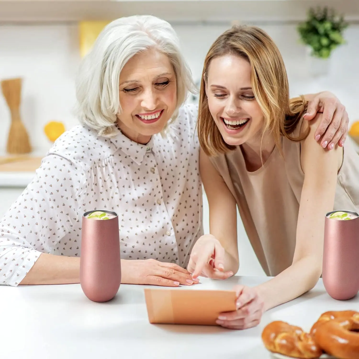 6oz Custom Sublimated Insulated Stainless Champagne Flute Tumbler with Lid Stemless Mug for Gift Giving for Birthday Wedding