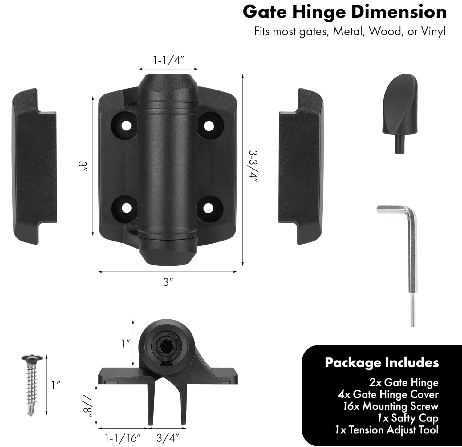New Arrival Modern Design Nylon Hinge Regular Duty Gate Hinges for Outdoor Self-Closing Metal Gates