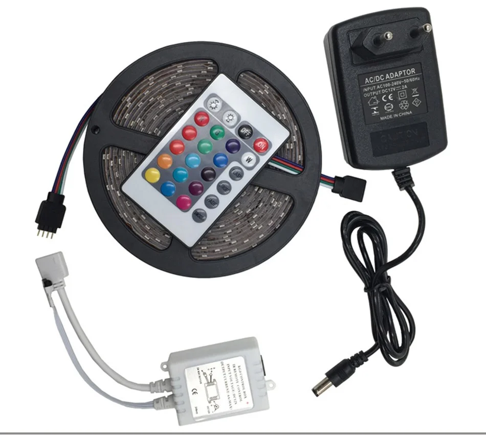 2835 5050 DC12V Гибкая RGB ТВ ПОДСВЕТКА комплект IP65 водонепроницаемый 5 м Светодиодные полосы света с ИК-пульт дистанционного управления 24-мя