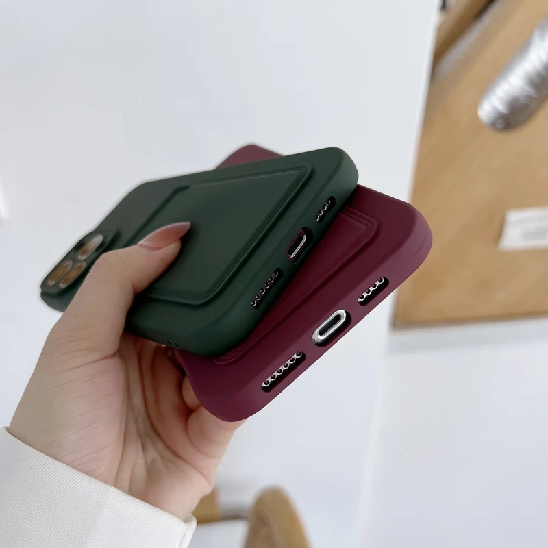 Soft Silicone Case For iPhone 14 13 12 11 Pro Max XS XR X 8 Plus 13Pro iPhone13 iPhone11 Phone Cover With Card Slot Holder