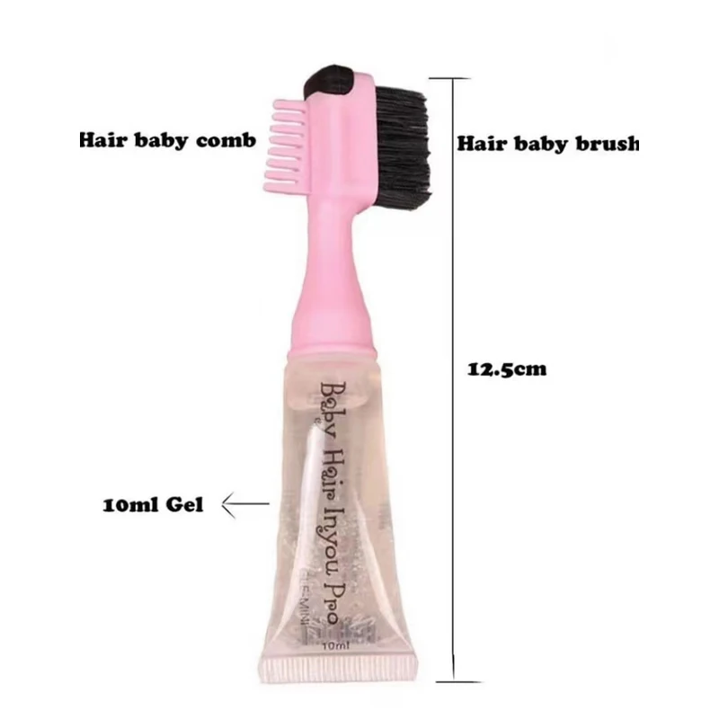 Custom Logo Baby Hair Edges Brush for Black Women 3 In 1 Baby Hair Inyou Pro Quick Edge Control Brush with Gel