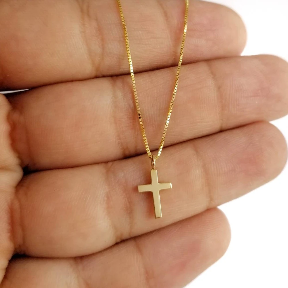Minimalist Stainless Steel 18k Gold Plated Chain Cross Pendant Necklace Christian Casual Charm Classy Cross Necklace Unisex