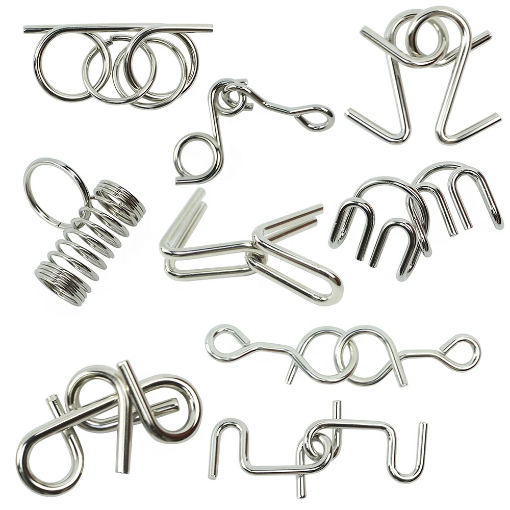 Funny Puzzle Jigsaw Metal Puzzles Brain Teasers Educational Toy Gift Metal Puzzle Set Interlocking IQ Game Toys Metal Wire