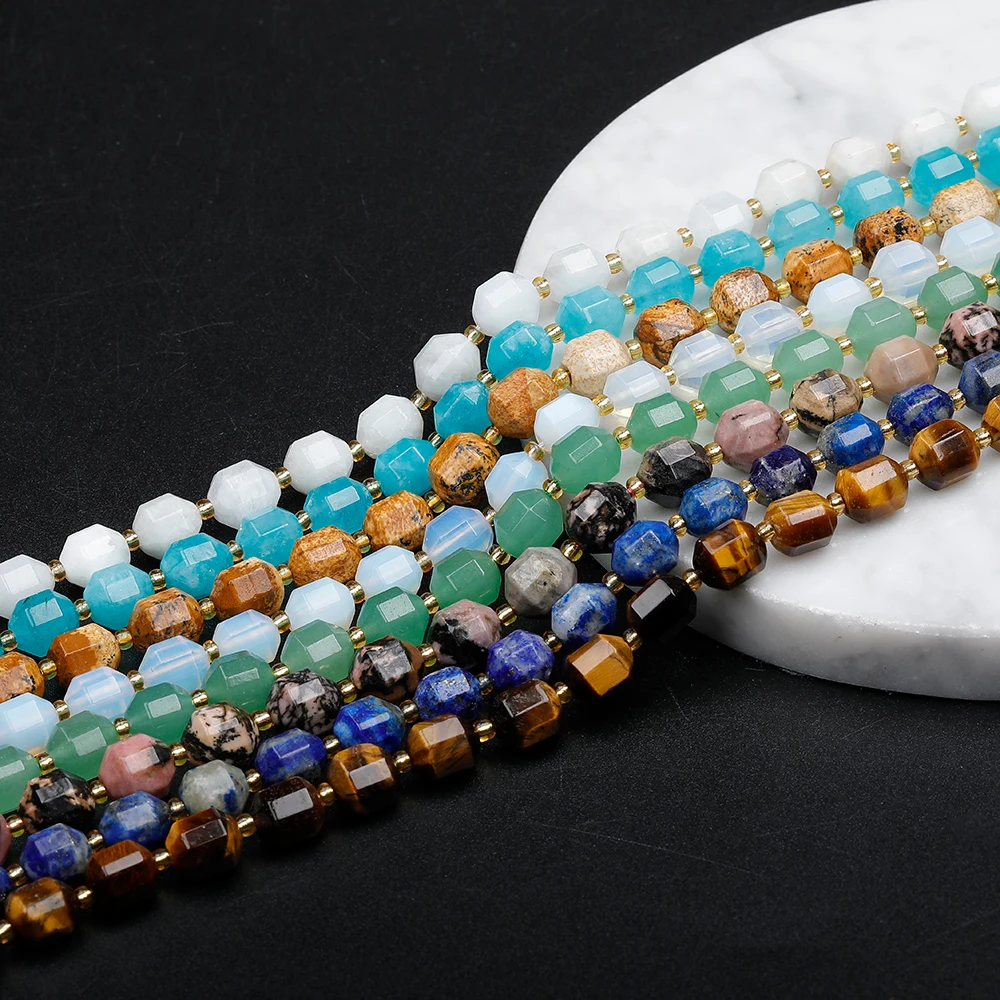 Unique Barrel Shape Natural Gemstone Loose Strand Attractive Opal Moonstone Amazonite Agate Jasper Jade Stone Loose Beads