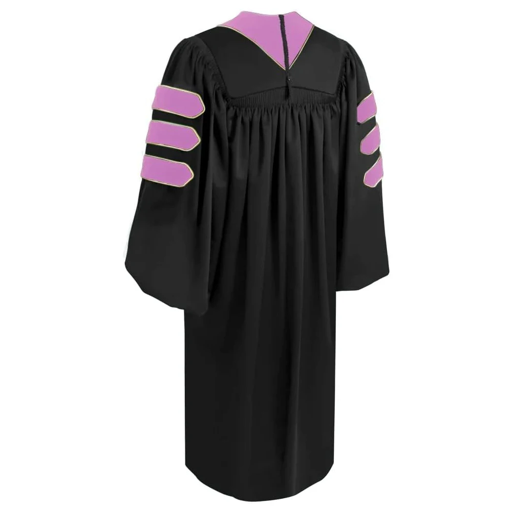 Wholesale Unisex Deluxe Doctoral Graduation Gown,Doctoral Regalia Gown With Gold Piping
