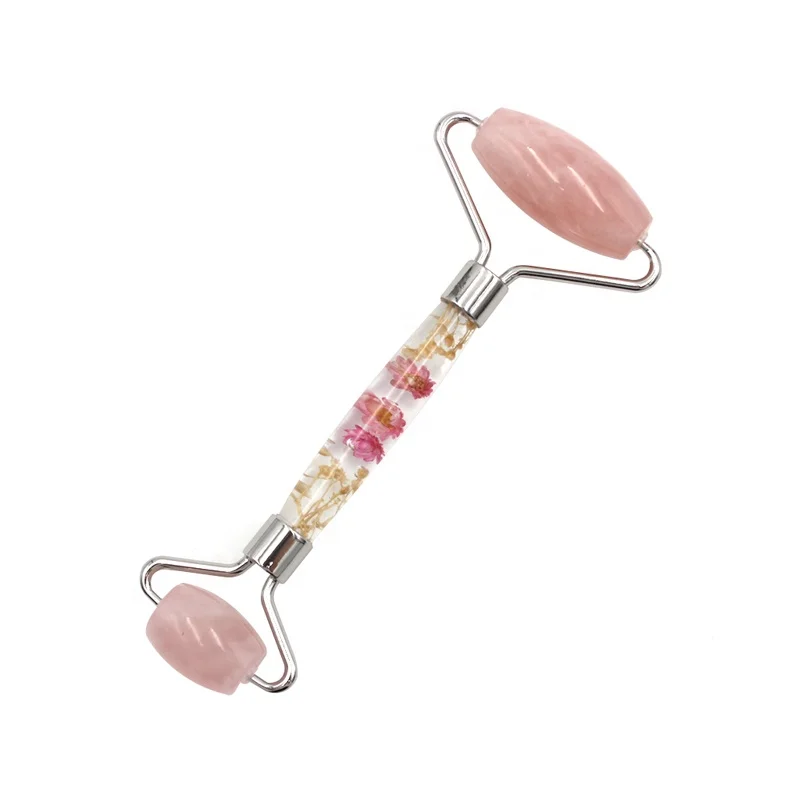 New Design Facial Massage Roller Real Rose Quartz Jade Roller Private Label Beauty Lifting Stone Massage Roller for Face