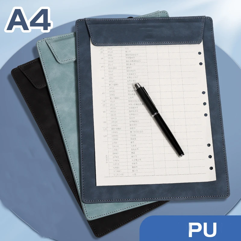 LOGO Customizable leather file folder for Magnetic clip notebook document agenda business planner Wholesale  a4 Pack Clipboard