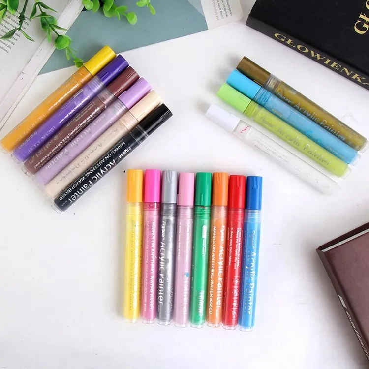 28 Colors Custom Acrylic Paint Marker Pens Set for for wood,plastic,glass,ceramic,fabric and Rock Painting