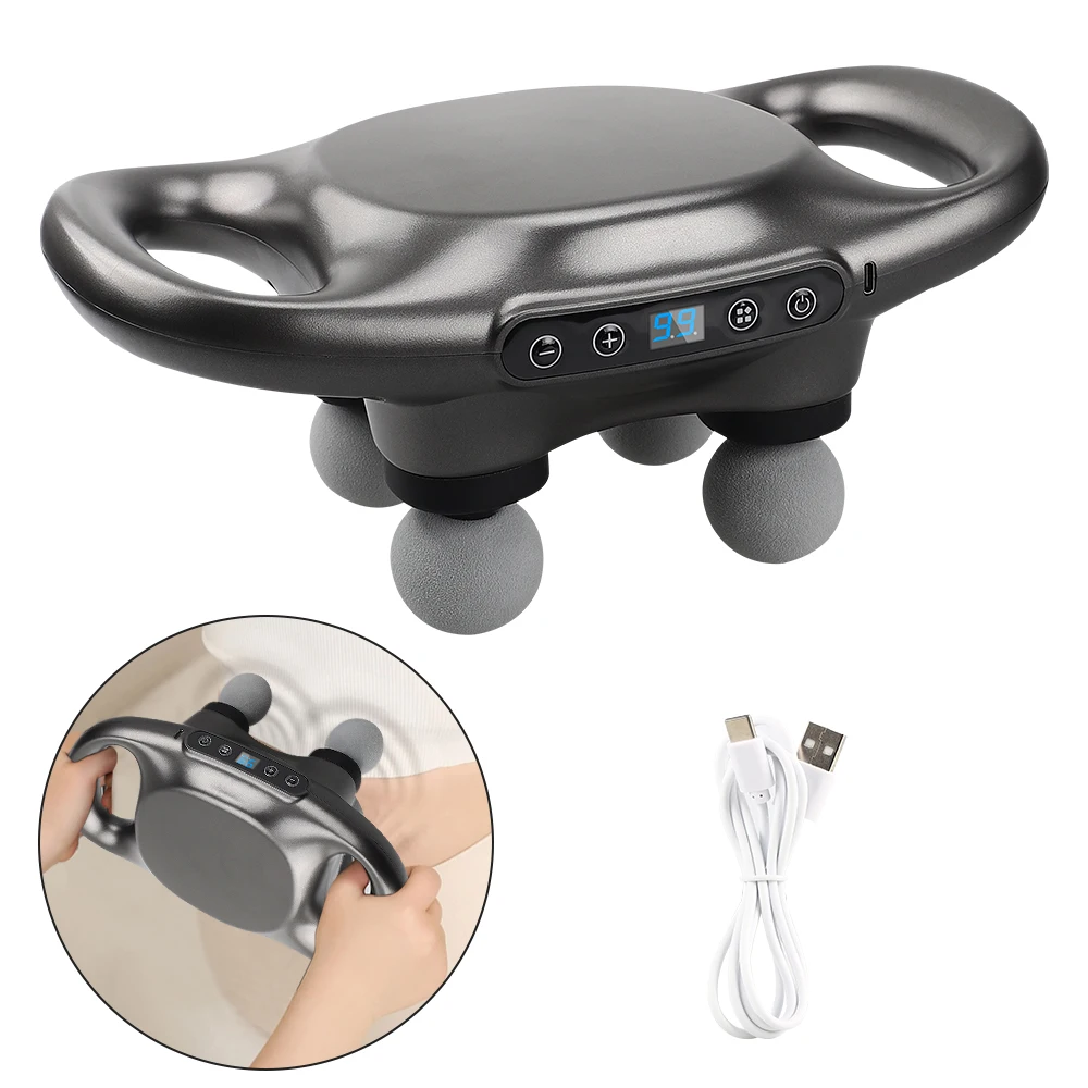 High Frequency Small Electric Massage Gun Four Six Head Deep Tissue Portable Percussion Muscle Massage Gun for Athletes