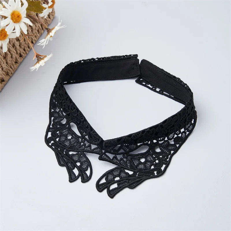 Customized High Quality Polyester Openwork Embroidery Designs Lace Fake Collar For Women Garment Accessories