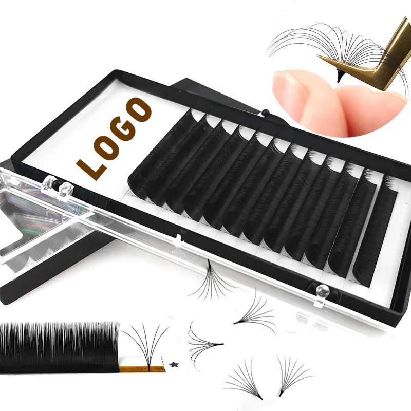 Faux Mink Korean Premium PBT Silk Russian Mega Easy Fan Volume Individual Lash Eyelash Extension Private Label