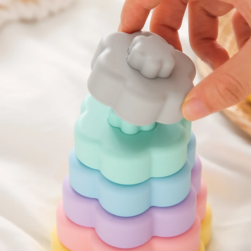 New Sale Food Grade Silicone Flower Stacker Baby Toy Early Education Toy  Color And Size Cognition  Inspire Growth And Have Fun
