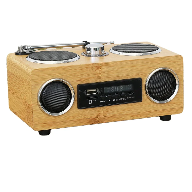 Mini Portable Wooden Bamboo Wireless Bluetooth BT 6W Speaker Soundbox Loudspeaker with FM Radio