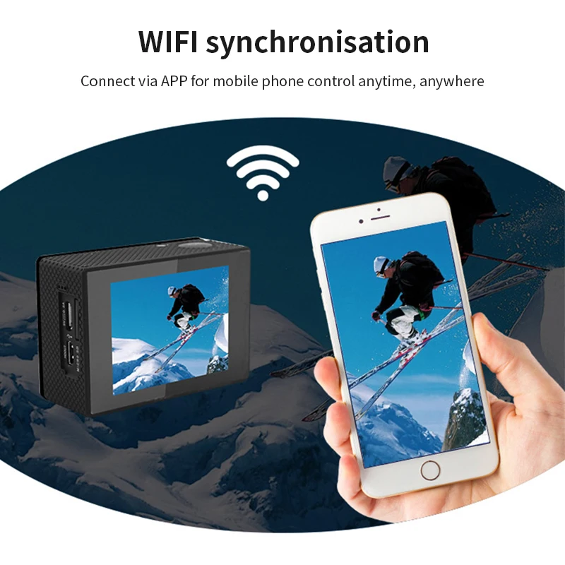 Portable 1080P HD Outdoor Waterproof Video Sports Camera 16MP for Cycling Underwater Recording MicroSD Card Compatibility